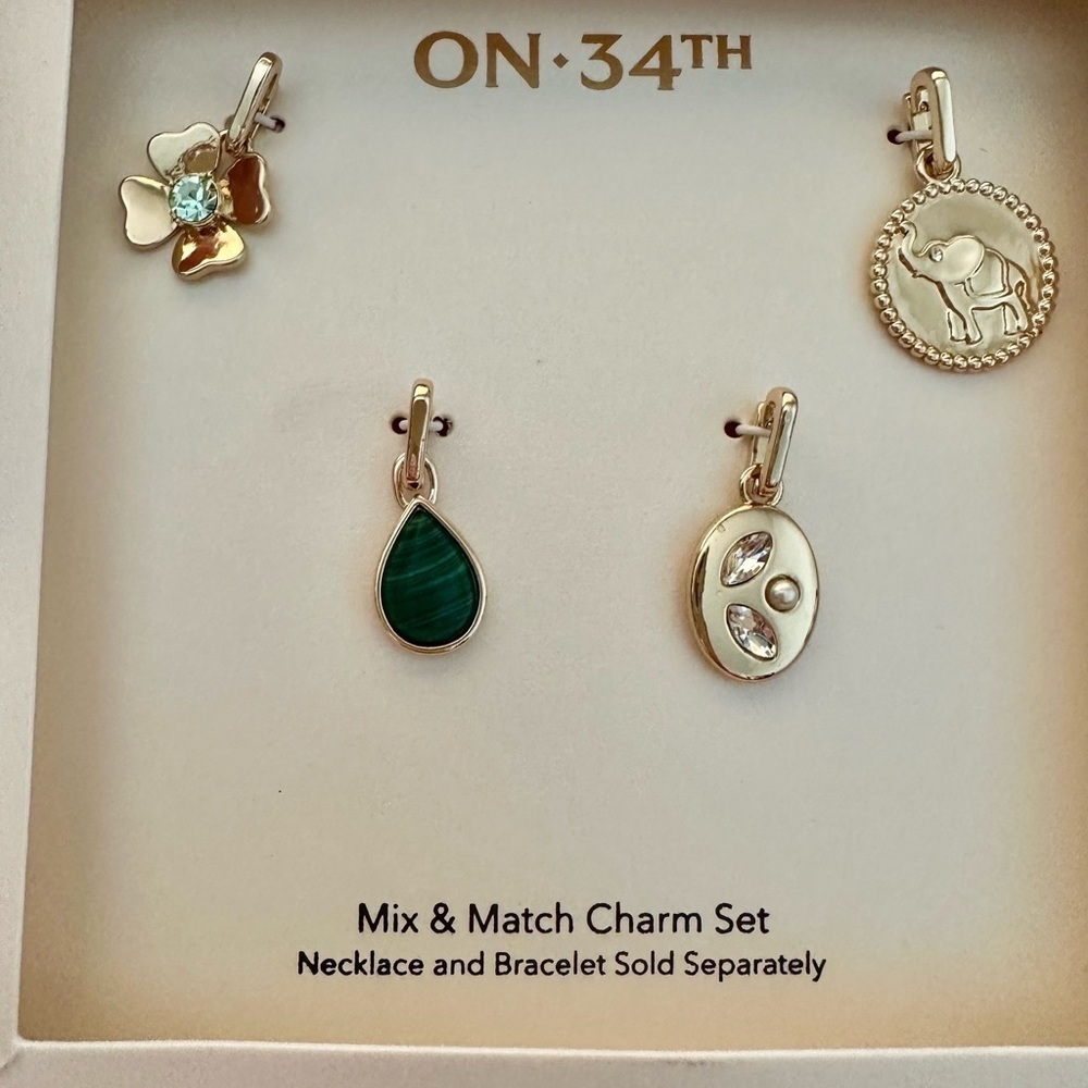 ON 34TH Goldtone Necklace And Set Of Charms Bundle Of 2 Jewelries BNWT - Picture 4 of 4